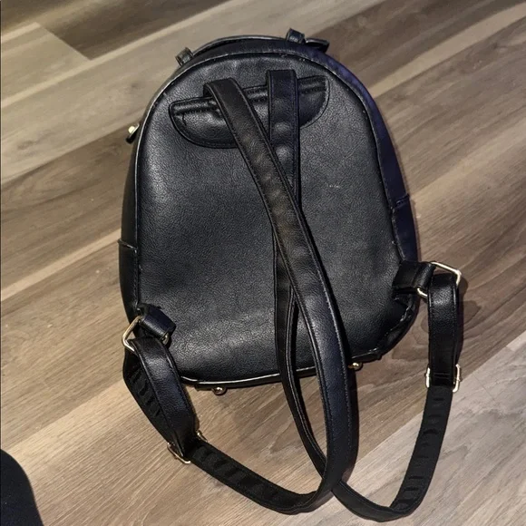 Black Mini Backpack with Gold Stud Detailing - Picture 2 of 5